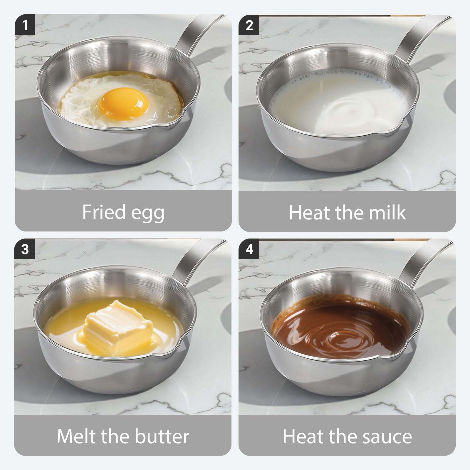 Stainless Steel Butter Warmer - Milk & Coffee Pot -3