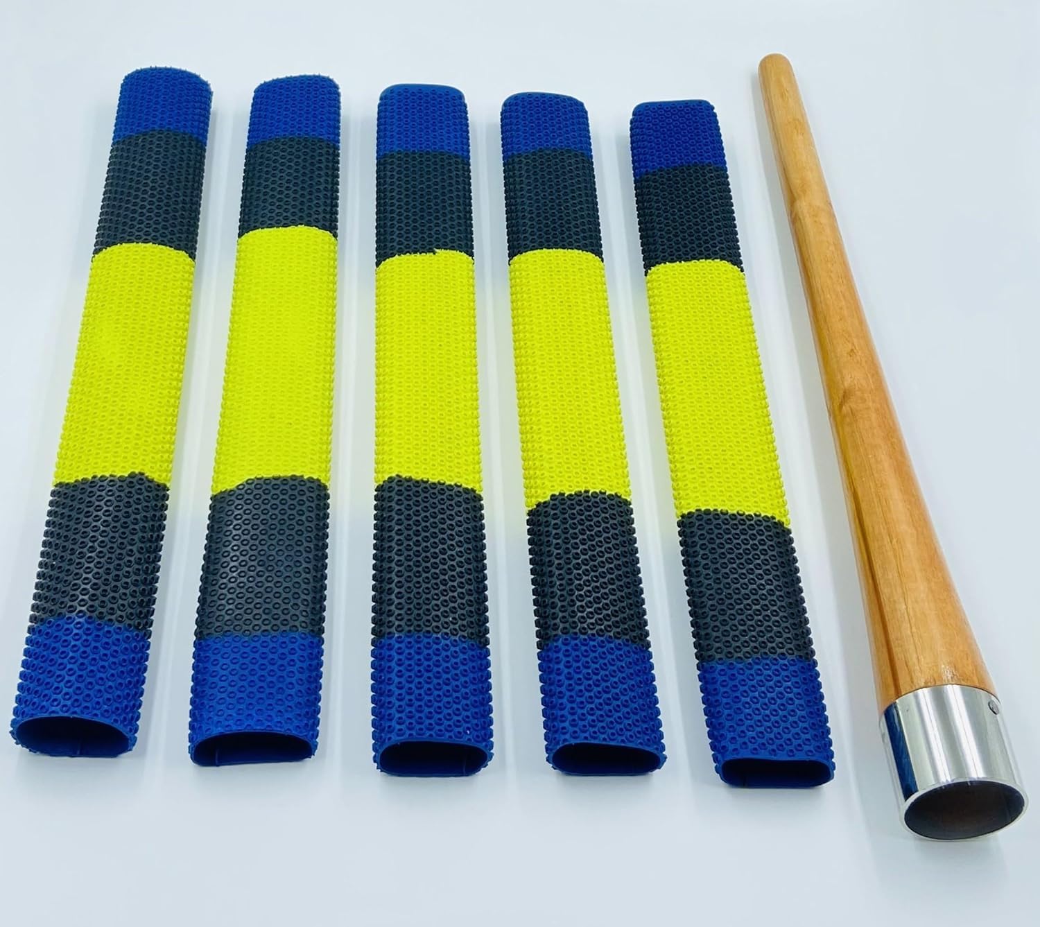 JaHaNa Sports Set of Wooden Grip Applicator Gripper Cone and 5 Cricket bat Grips Multicolour (Octopus Motion)