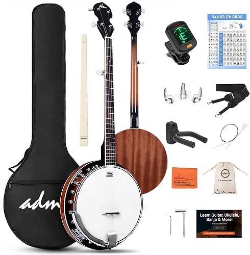 ADM Banjo 5 String Full Size Banjoes Set, 38 Inch