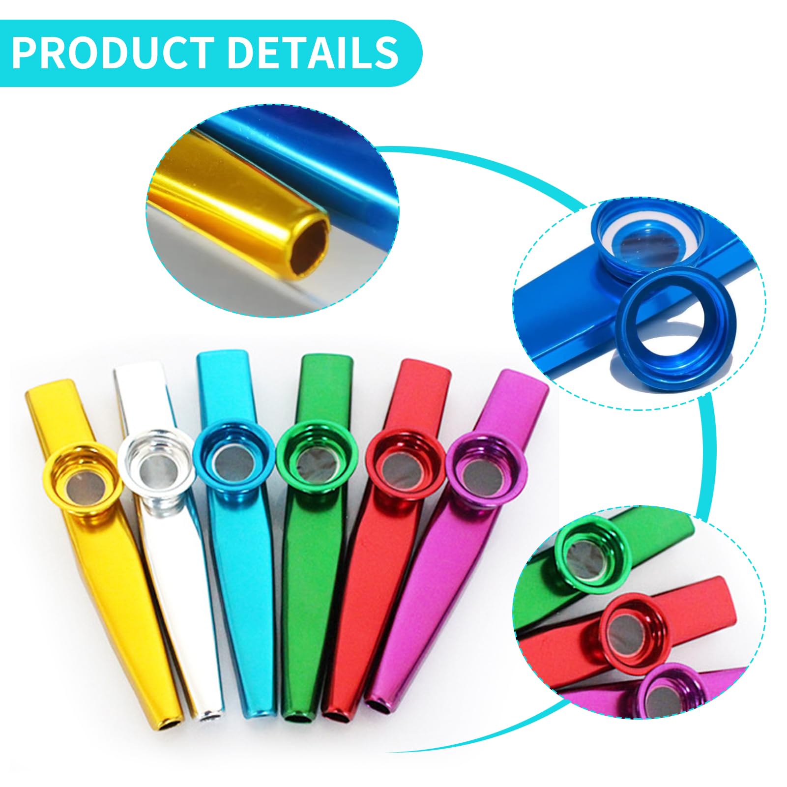 6Pcs Multipack Kazoo Musical Instruments for Kids Adult Aluminum Alloy Kazoo Sets Musical Instruments for Guitar Violin - Image 3