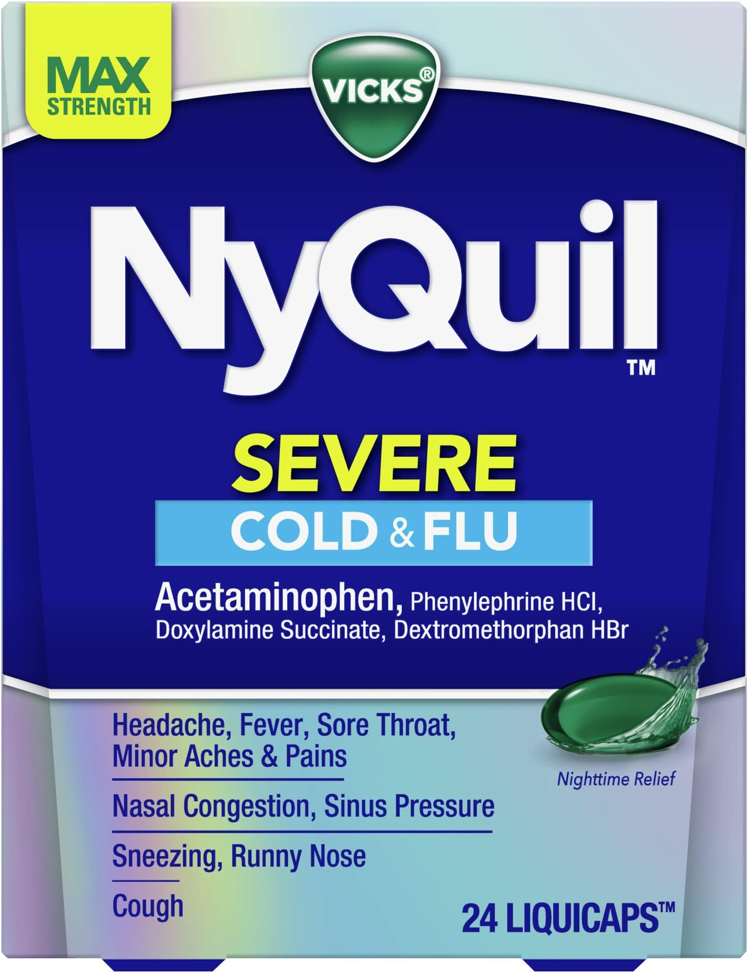 Vicks NyQuil Severe with VapoCOOL Nighttime Cough, Cold