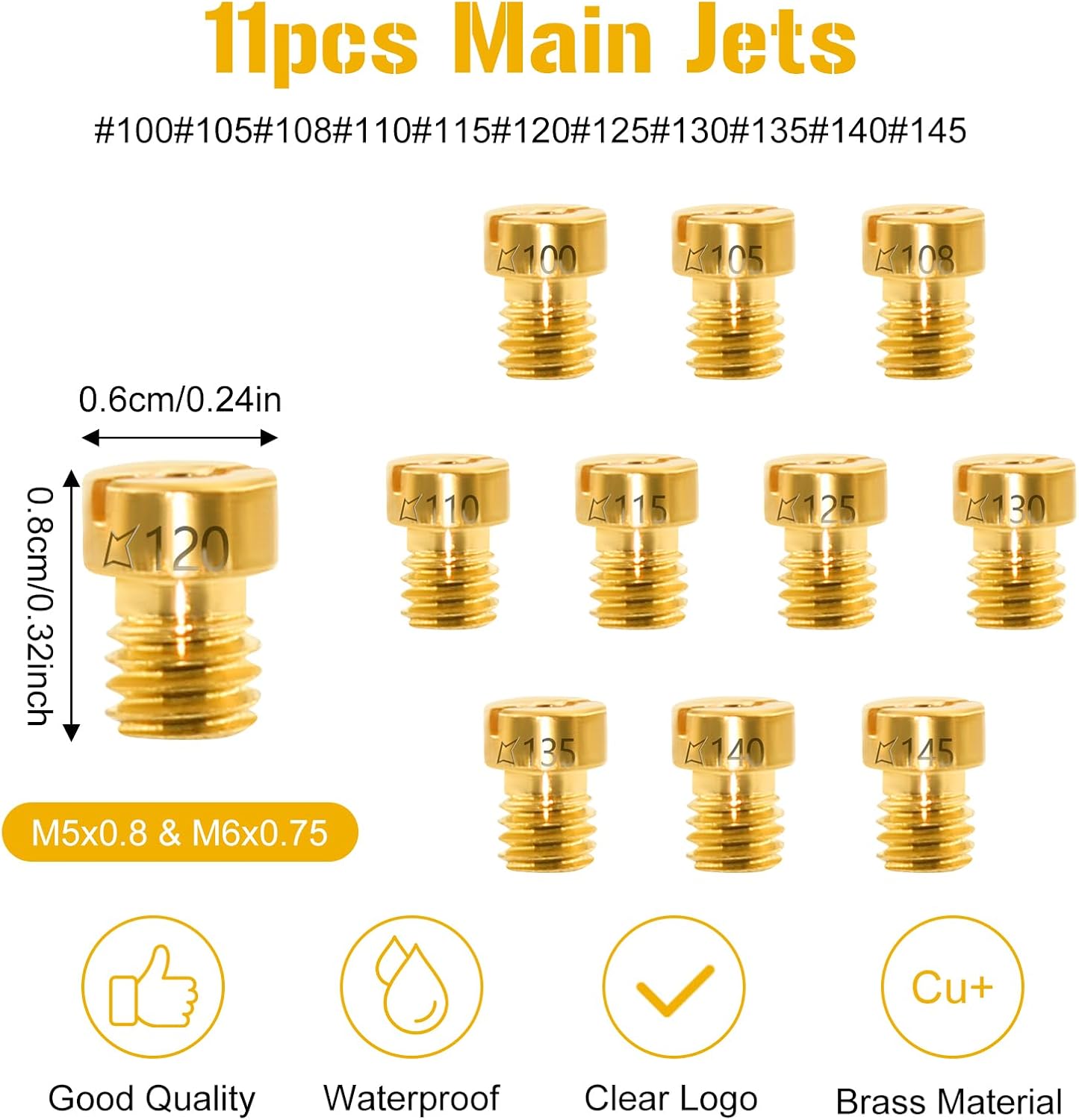 22 Pcs Carburetor Jet Kit — 11 Main & 11 Pilot Jets for PE PWK PZ CG PHBG Carbs, Compatible with OKO CVK PWM
