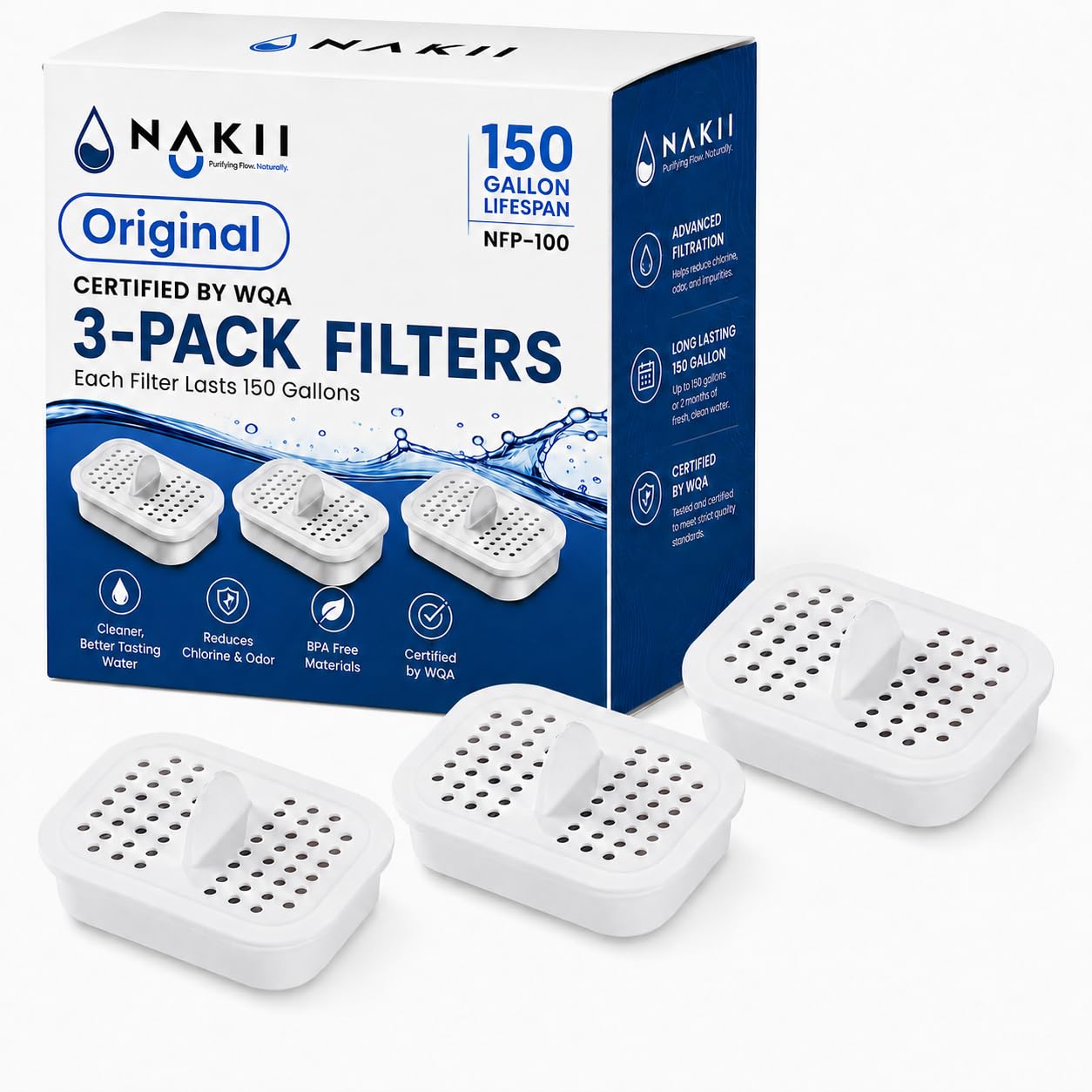 Nakii - Filtro de repuesto para jarra de agua NFP-100, 3 unidades