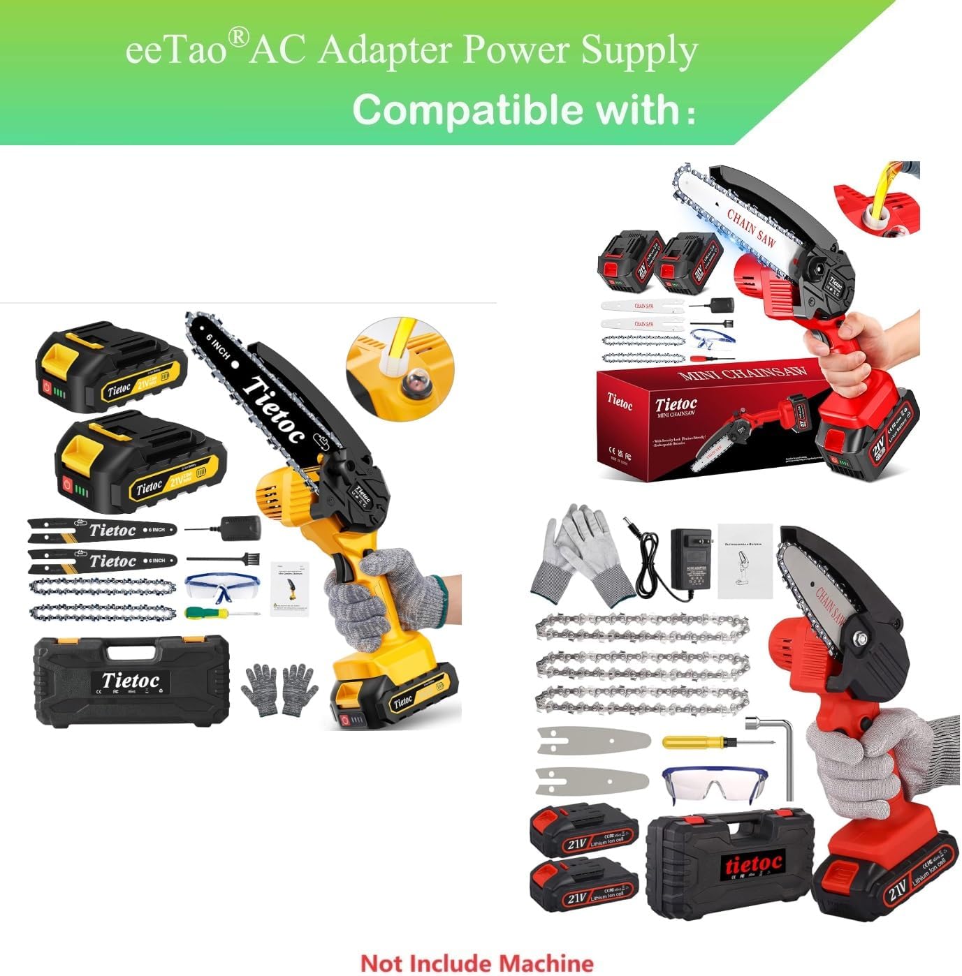 AC/DC Adapter Charger Compatible with tietoc Mini Cordless Chainsaw 4 inch / 6 Inch Handheld Chain Saw 21V 2.0Ah Lithium-ion Battery Pack Fast Charging Power Supply Cable Cord PSU - Image 3