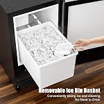 COTLIN 15" W Drainless Under Counter Ice Maker with 22LBS Storage Bin, Crescent Ice, Free Standing Built-in Ice Maker for Residential Commercial Use, No Drain Required, ETL Approved, 2025 Upgraded