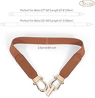 Vista 8 de JASGOOD Cinturón elástico para mujer, cinturón elástico retro para mujer, con hebilla dorada