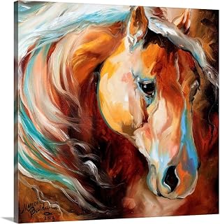 CANVAS ON DEMAND Magic Moments Equine Canvas Wall Art Print by Marcia Baldwin, Abstract, Contemporary, Home Decor, Horse, Equestrian Artwork, 30"x30"