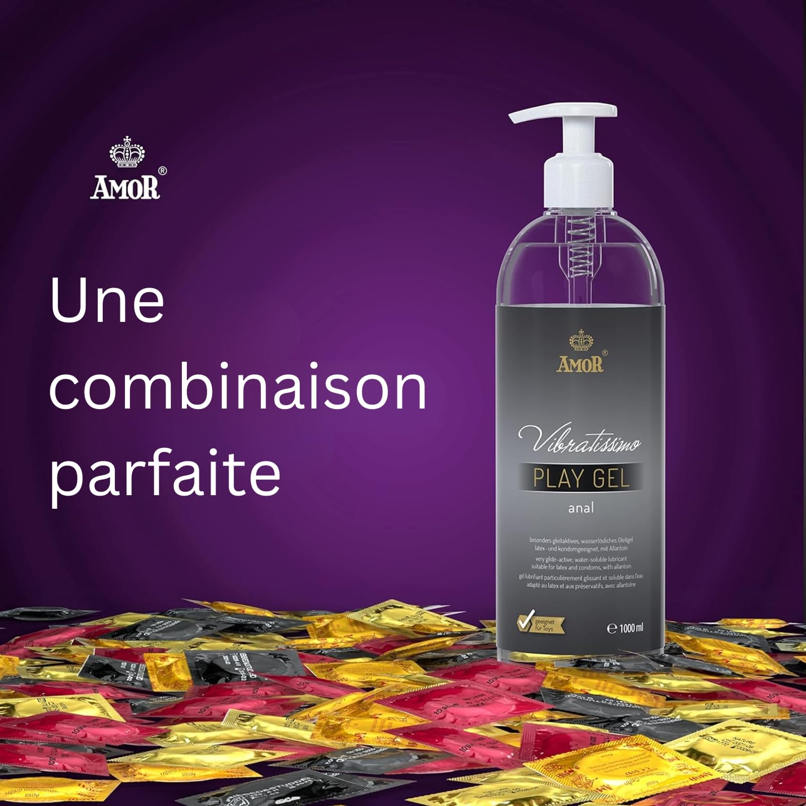 Vibratissimo Play Gel Anal 1000 ml I Lubrifiant extra glissant I Gels lubrifiants à base d'eau I Lubricant Gel convient pour les jouets en silicone & les préservatifs en latex