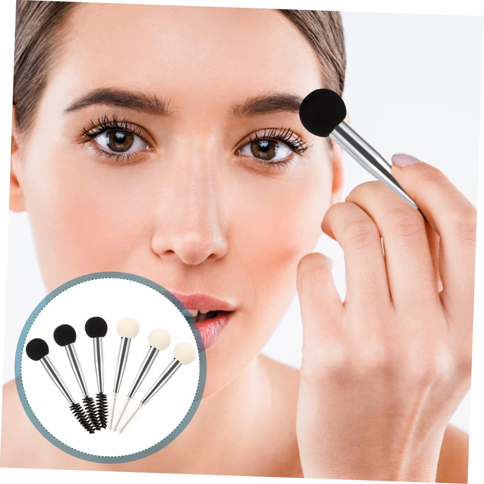 FRCOLOR 30 pennelli per il trucco in spugna per sopracciglia, spugne per il trucco del viso, spugna per il trucco, spugna per il trucco, pennello per eyeliner, tubo in alluminio, crema