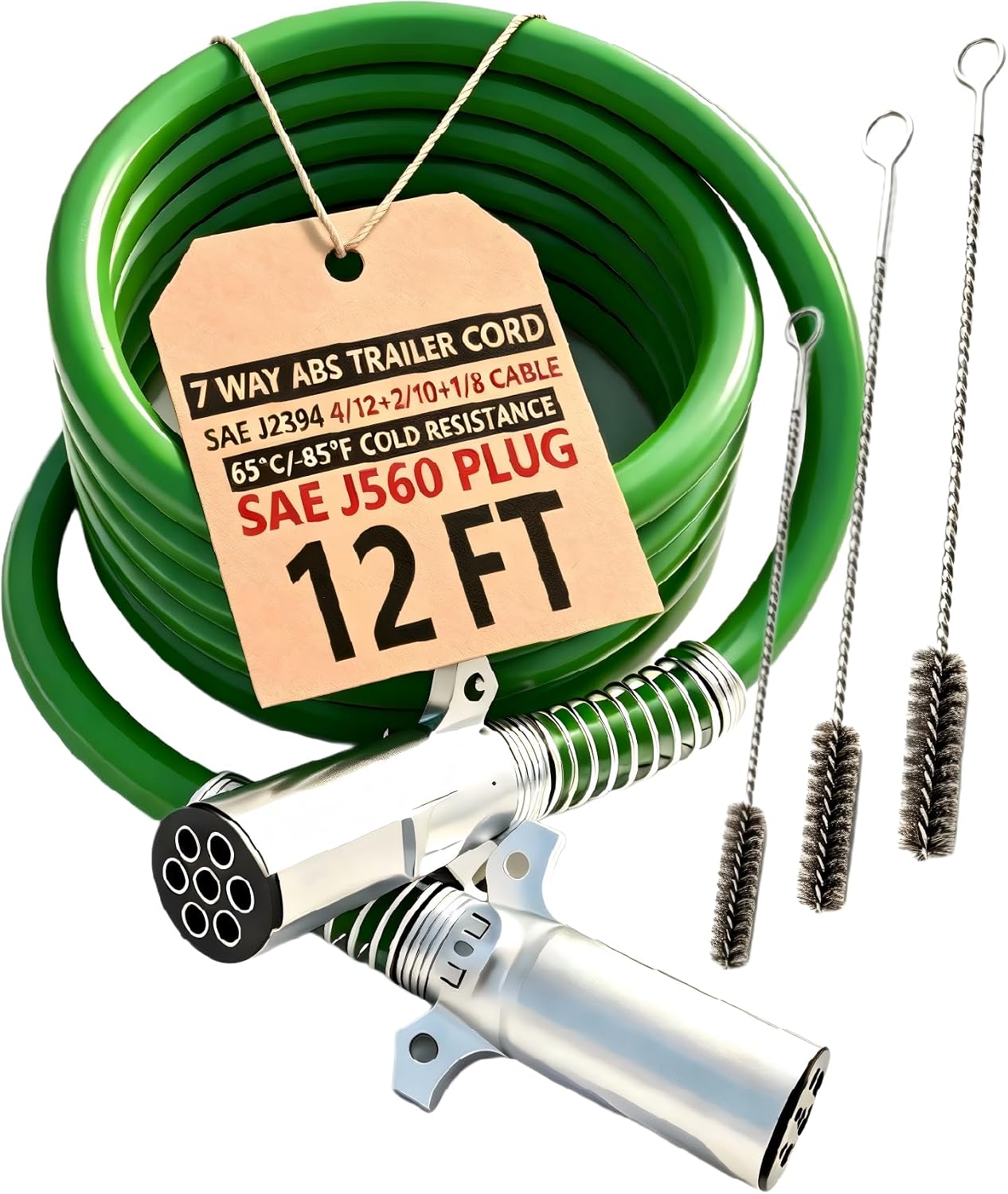 12 FT 7 Way Wire Trailer Light Brake Electrical Cable cleaning steel brush