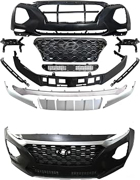 Front Bumper Cover Grille Kit Fits 2019 2020 2021 Hyundai Santa Fe