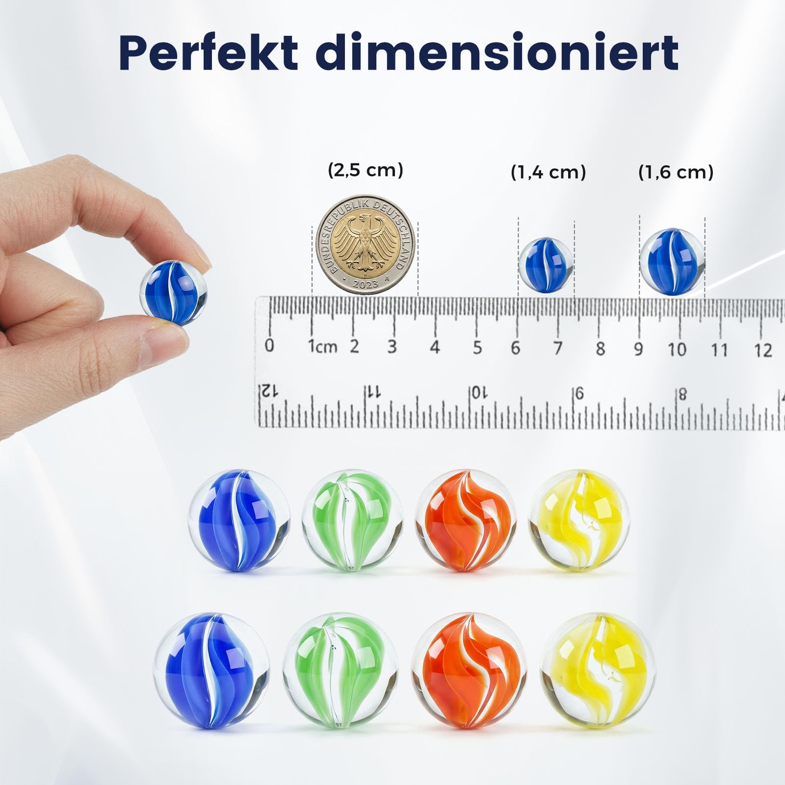 10 Biglie Di Vetro Colorate Da 25 Mm, Fatte A Mano, Per Giochi, Decorazioni E Fai Da Te - HAKACC - 5