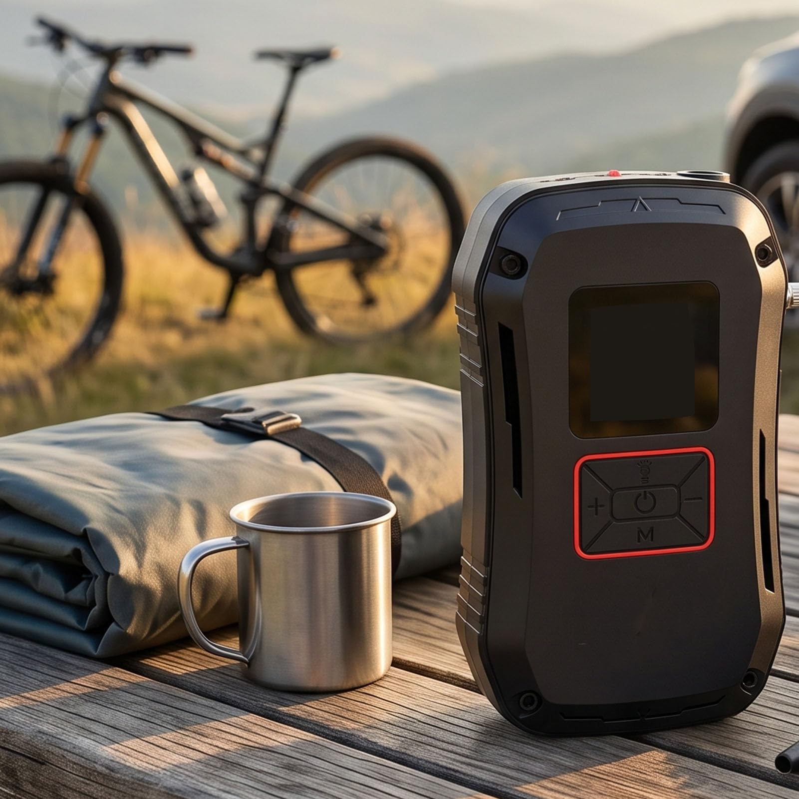 Tangxi Bomba de Aire Portátil para Inflar Neumáticos con Arrancador | Batería de 12000mAh, Carga Rápida QC18W, Luz LED Multifuncional, para Inflar Automóviles, Bicicletas y Pelotas