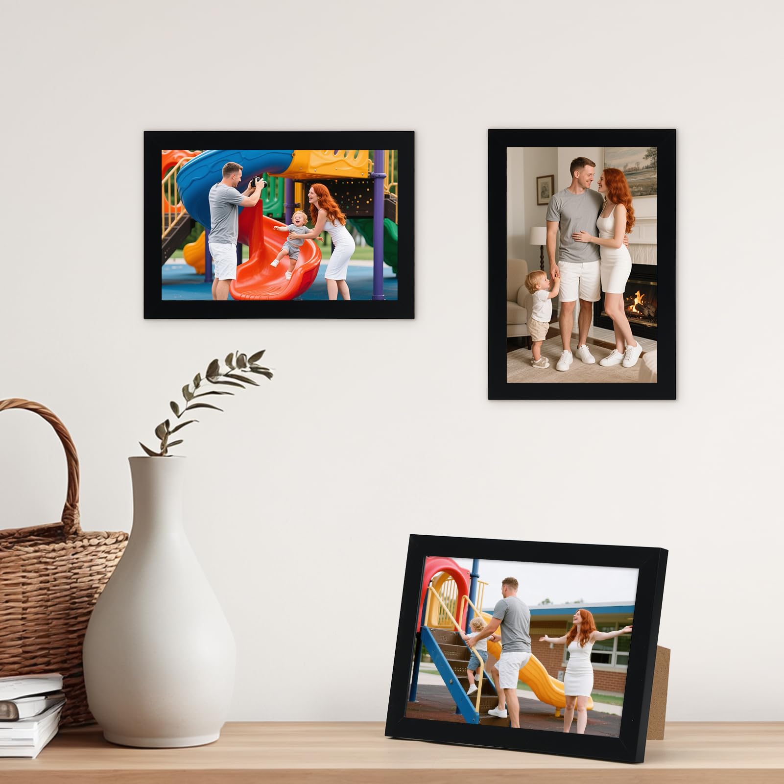 Hoikwo Black 6x4 Photo Frames Pack of 3, Picture Frames 6x4 for Wall or Tabletop Display Horizontal & Vertical Orientation - Image 4