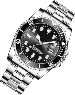 Générique Reloj Mecánico Automático Para Hombres - Horario De Vestidos Clásicos Profesionales, Zafiro Cristal Resistente al Agua, Reloj De Pulsera | Banda De Acero Inoxidable, Esfera Brillante, Visualización De