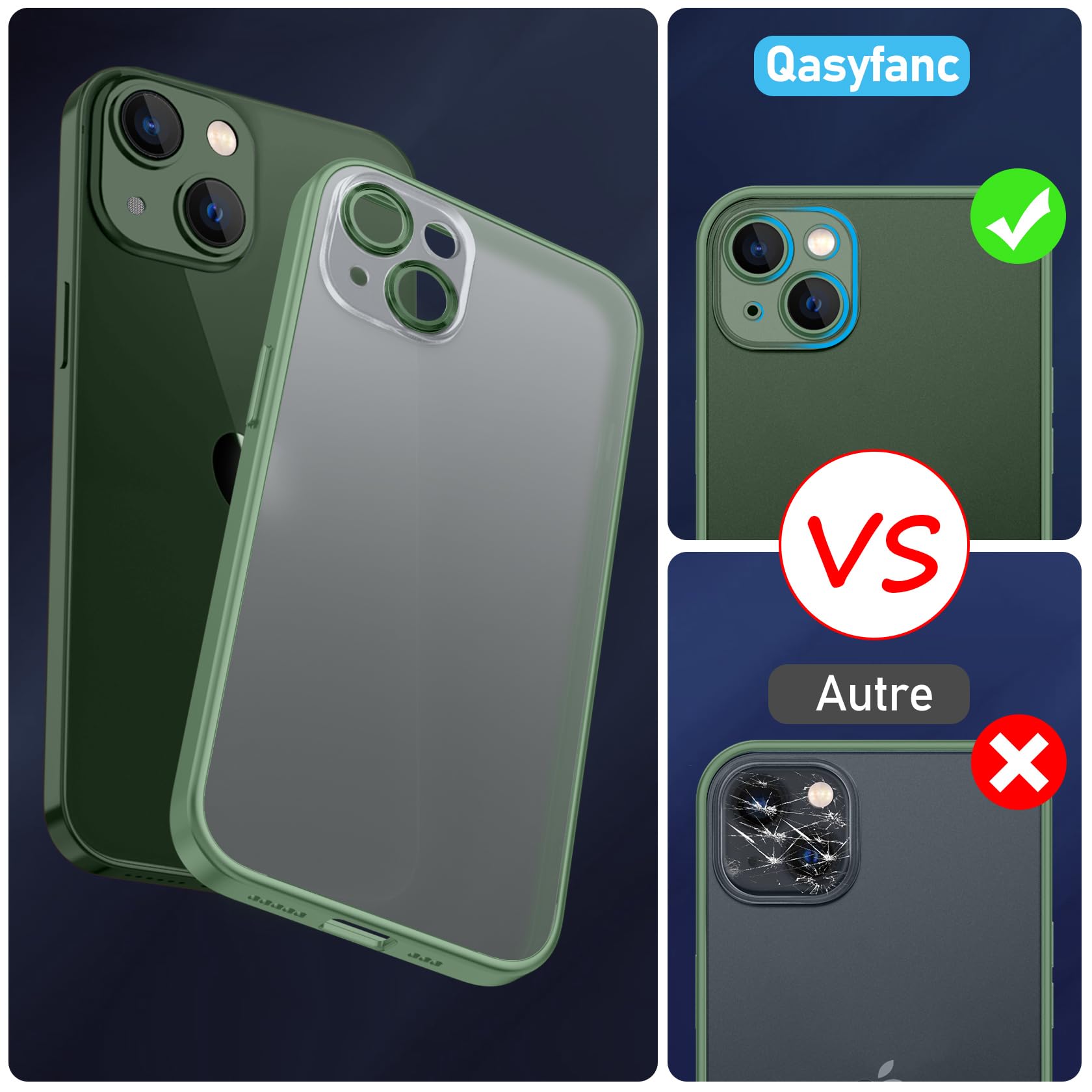 Qasyfanc Coque Protection Caméra pour iPhone 11 avec 2 Pièces Verre Qasyfanc Coque Protection Caméra pour iPhone 11 avec 2 Pièces Verre