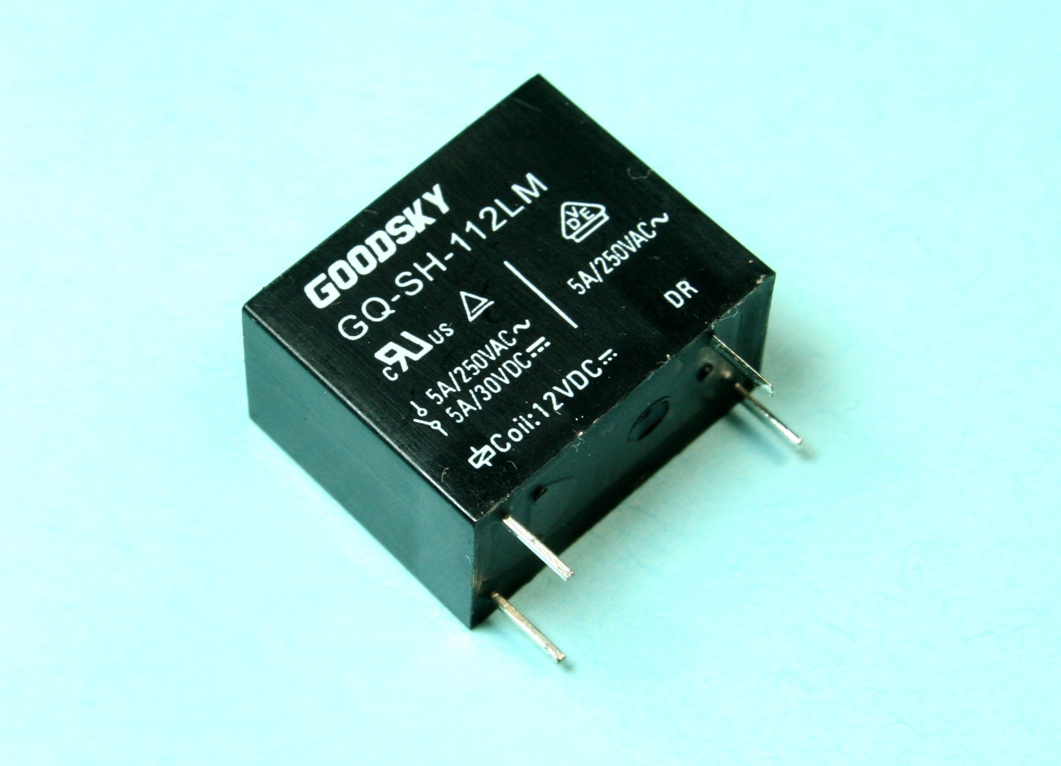 (RR #33) 2pcs GoodSky 12V Relay, SPST, 5A 250VAC, 5A 30VDC, GQ-SH-112LM