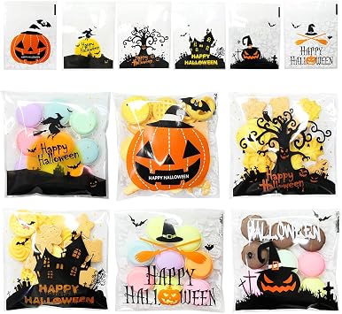 HADDIY Halloween Small Cellophane Candy Cookie Treat Bags 300pcs for Kids