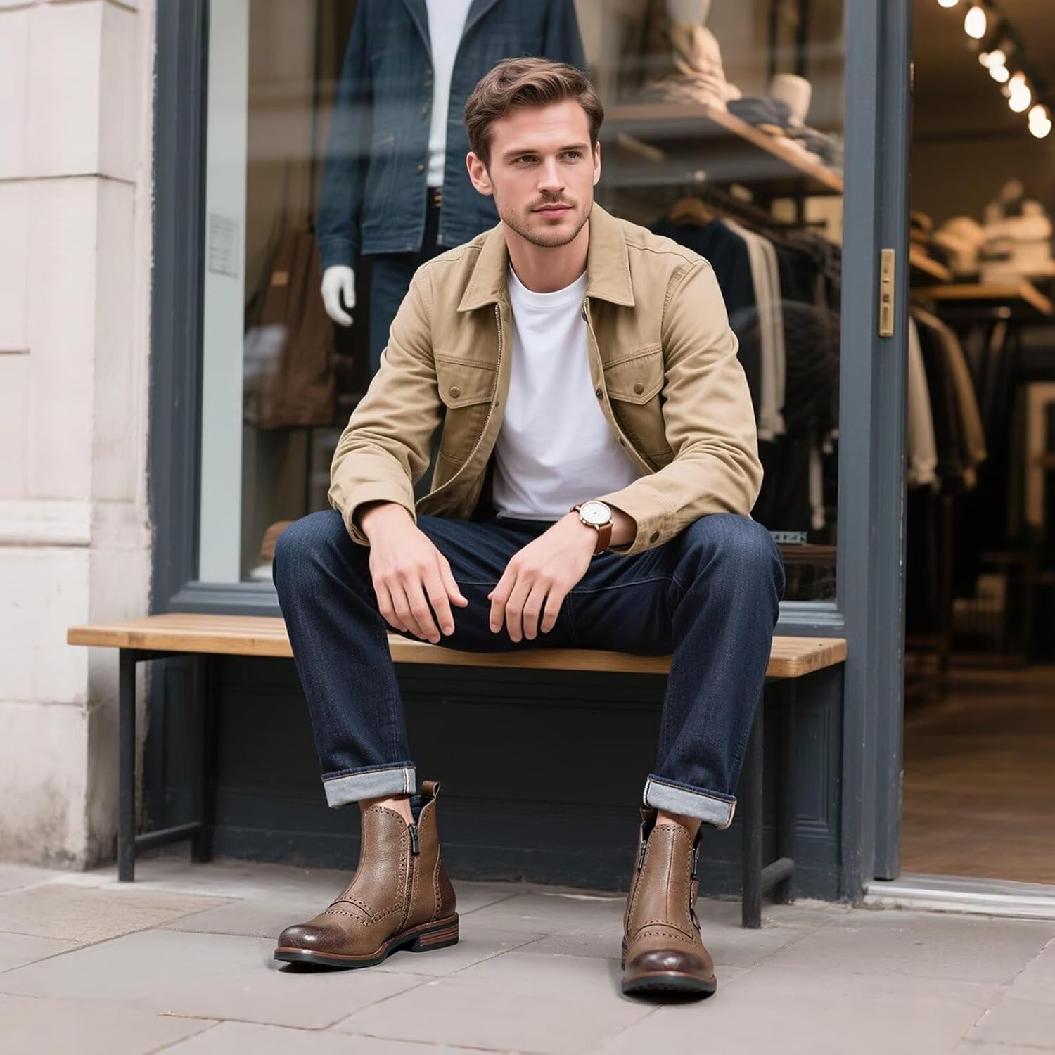 Men's British-Style Buckle Oxford Boots | Buckle Strap Side-Zip Oxford Boots for Casual, Business & Work (Ankle-Length) - Image 5