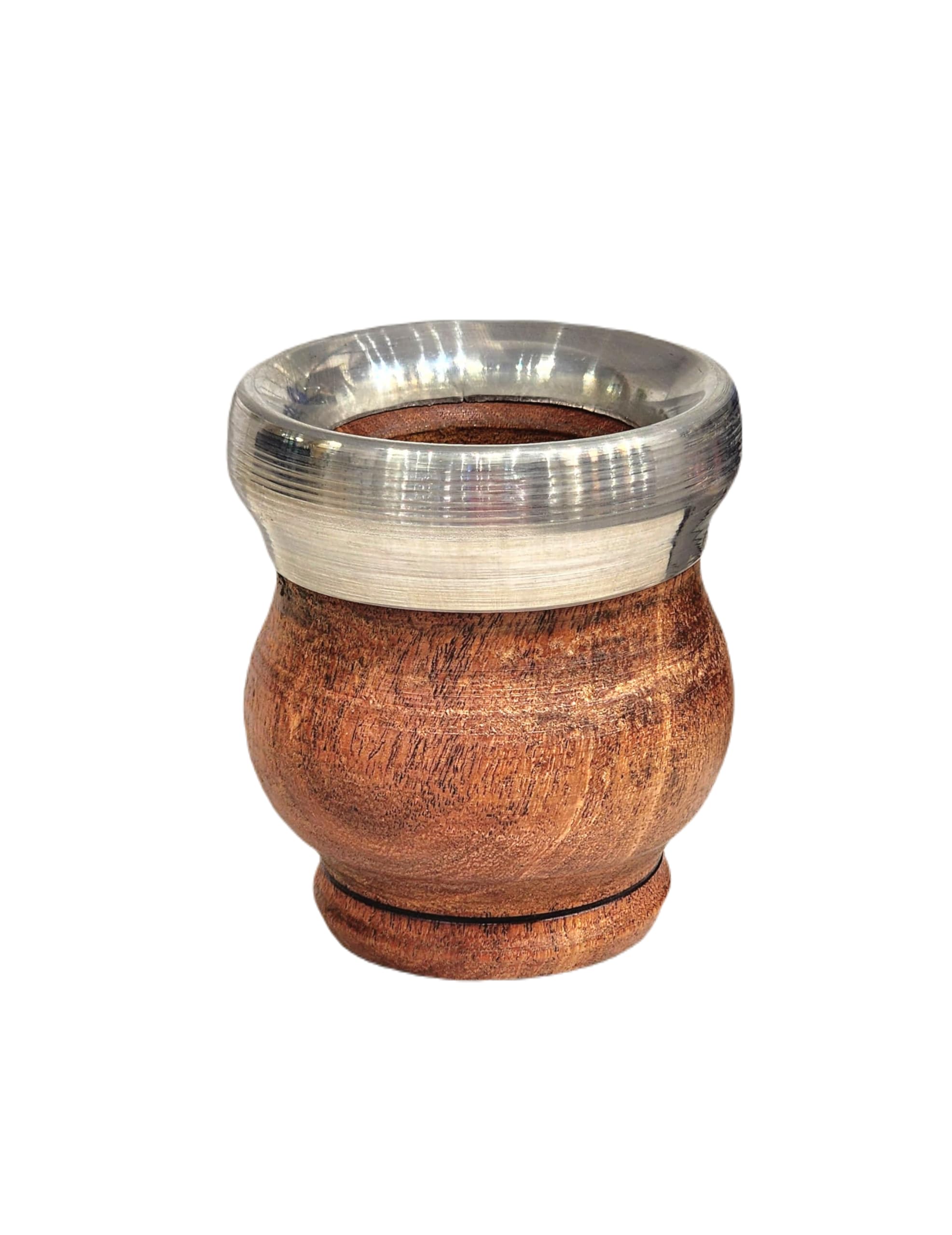 Tazza opaca in legno di carrubo naturale e acciaio inossidabile, opaca argentina con lampadina, Zucca di Yerba Mate, Gourd opaco cup