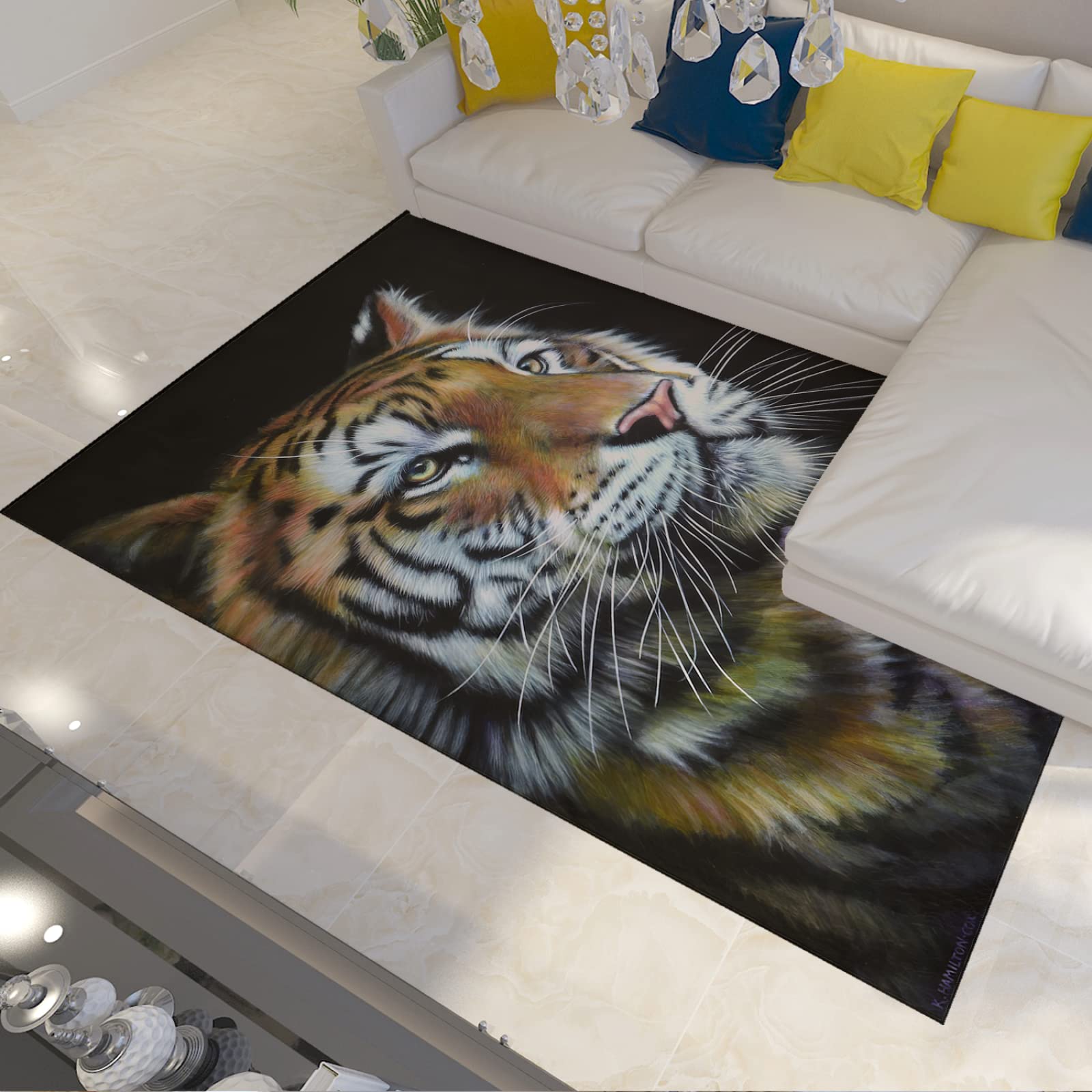 Dywanik z dzikim zwierzęciem w unikalnym stylu poliestrowe dywaniki żywe nadruki tygrysa mata do salonu jadalni akademika sypialni dom zmywalny dywan 150 cm x 18 cm