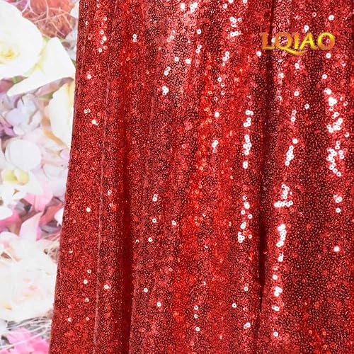 Miniatura 3 de Tela de encaje de lentejuelas de costura roja vendida por The Yard para disfraces, tela de punto de lentejuelas, mantel, camino de mesa, telón de