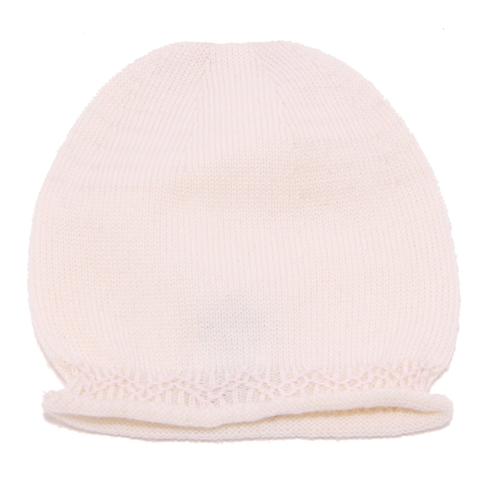 BABY T. 4423U cuffia bimba neonato lana avorio wool newborn hat kid girl