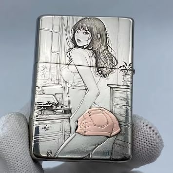 ZORRO 902S Red Copper Kerosene Lighter 3D Lady Carved Design, Windproof Refillable Pocket Lighter, Classic Collectible Gift with Box Chrome