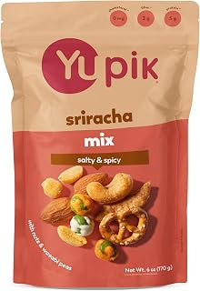 Yupik Sriracha Mix, 6 Oz, Savory Crunchy Snack, Spicy Blend, BBQ Trail Mix, Protein Snacks, Cashews, Wasabi Peas, Pretzels, Game Night & Party Snack