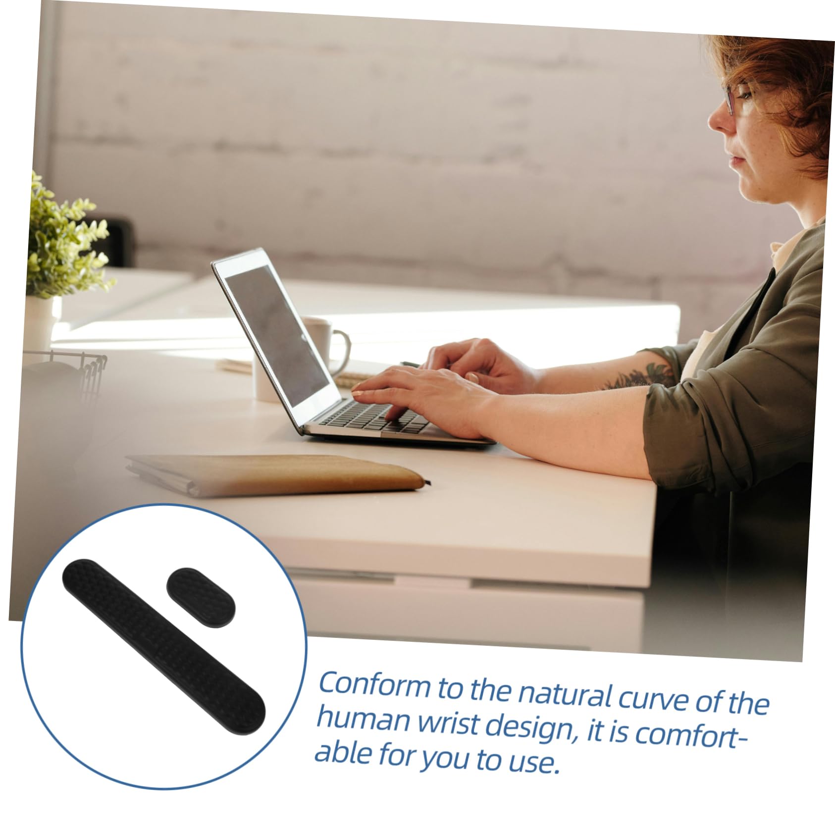 DOITOOL 1 Set Ergonomico Poggiapolsi per Tastiera Mouse in Silicone Antiscivolo Comfort per Ufficio Cuscinetto in Memory Foam per Digitazione