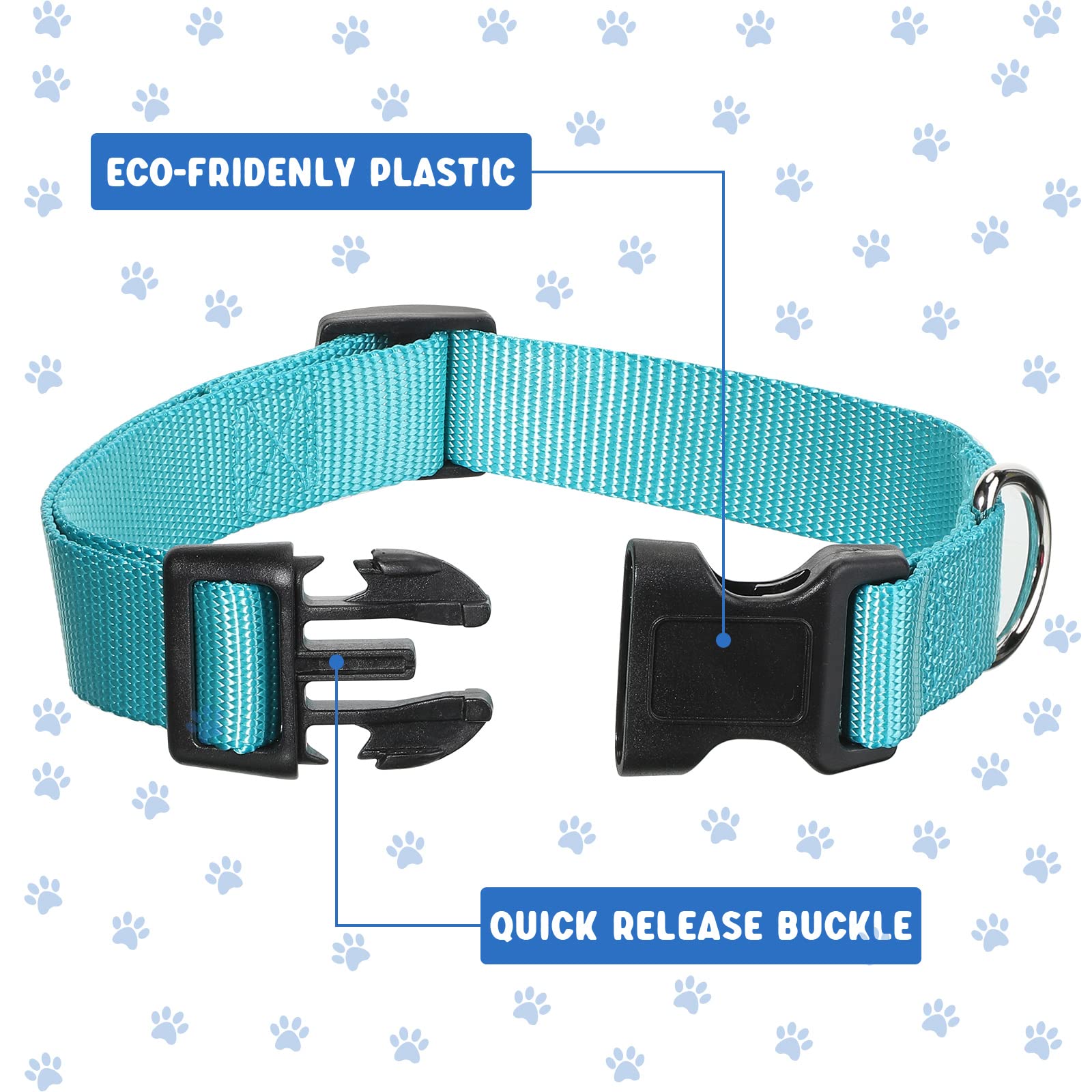 18 Stück verstellbares Hundehalsband, Nylon, weiches Neopren, gepolstertes Halsband mit Schnalle, strapazierfähig, mittelgroße Hundehalsbänder für mittelgroße Hunde (groß, dunkle Farbe)