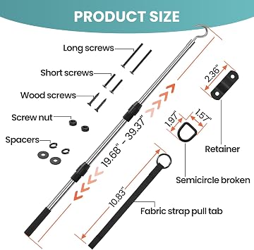 Attic Pull Down Hook, Extendable Attic Pull Rod, Attic Ladder Pull Down System Kit Contains One 40-Inch Telescopic Pole, 1 * D-Ring, 1 * O-Ring with Rope Around It