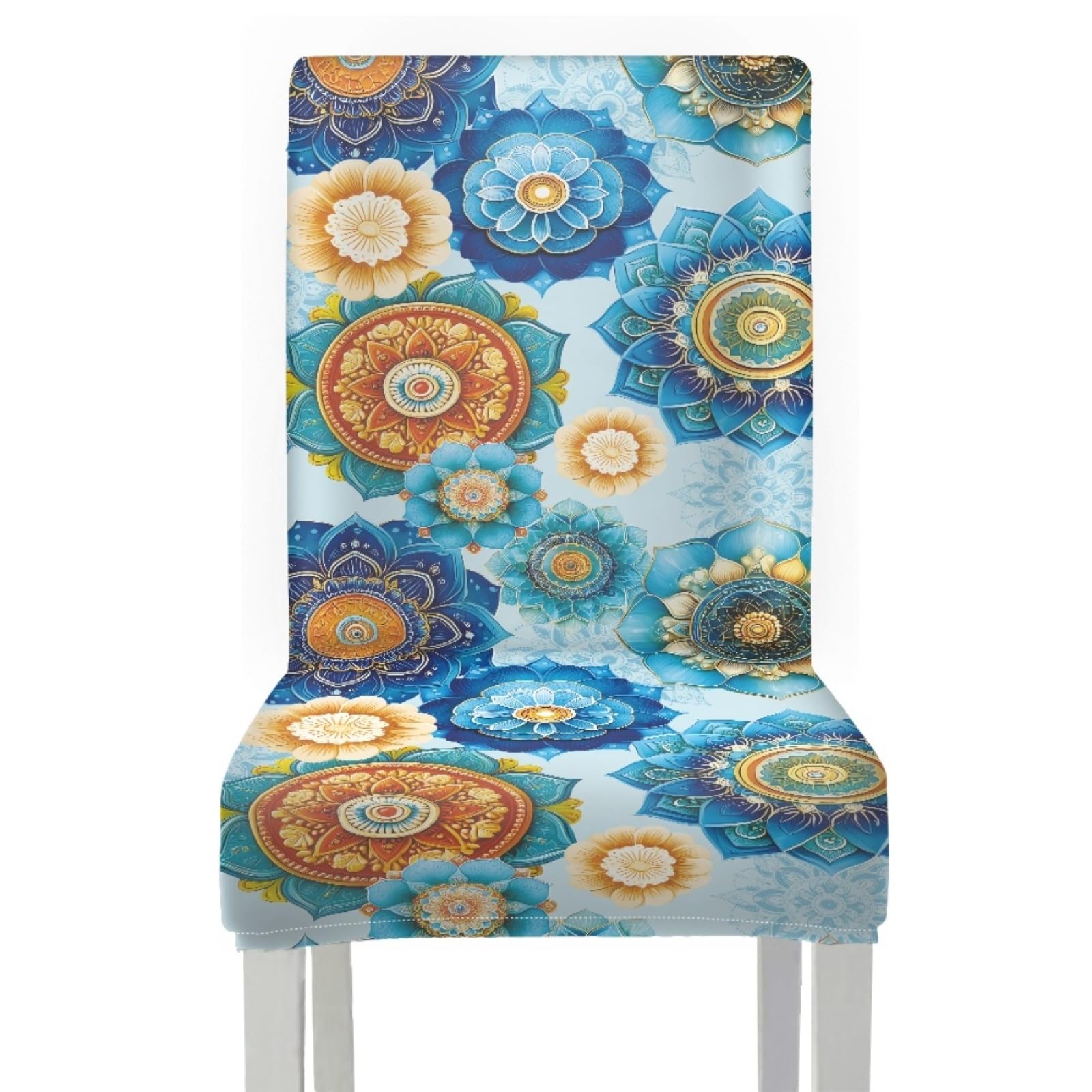 Coprisedie con Schienale 6 Pezzi Blu Mattone Rosso Copri Sedia da Cucina | Durabile Copri Sedie Elasticizzati Spandex Lavabile Rimovibile Universale Coprisedie Soggiorno Ufficio Hotel Ristorante Décor