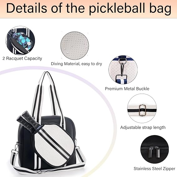 Cute Pickleball Bags for Women and Men,Pickle Ball Bag Tote for Women,Pickleball Sling Bag for Women