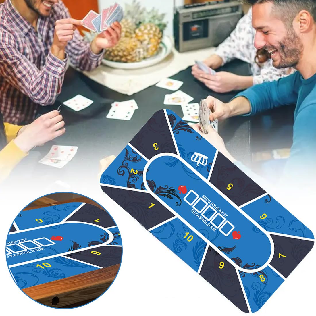Tapete de Póker, Tapete Neopreno Juego Texas Holdem Verde, Cartas Poker Profesional, Tapete Cartas de Poker Juego Verde(120 * 60 cm)