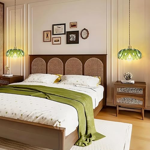 Miniatura 9 de Lámpara colgante enchufable con cable enchufable, lámpara colgante bohemia de cristal dorado de mediados de siglo, moderna, vintage, regulable, flor