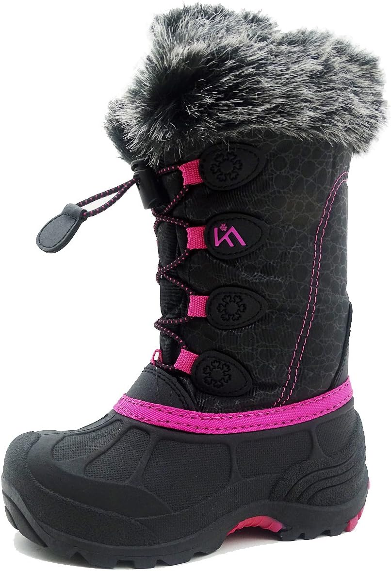 ICEFACE Kids Winter Snow Boots Waterproof and Insulated for Girls and Boys (4 M US Little Kid, Pink)