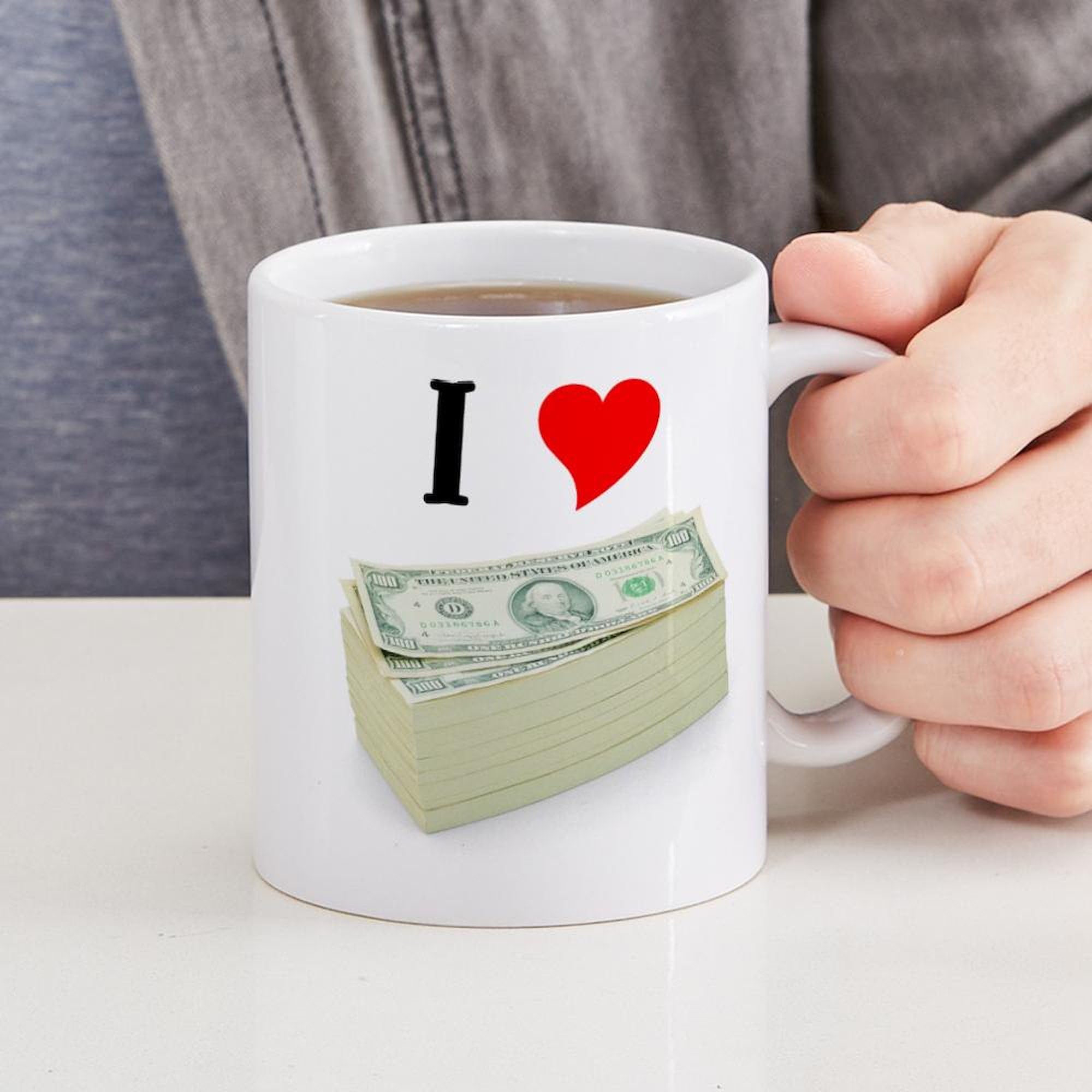 Amazon.com | CafePress I Love Money Mug 11 oz (325 ml) Ceramic Coffee Mug: Coffee  Cups & Mugs