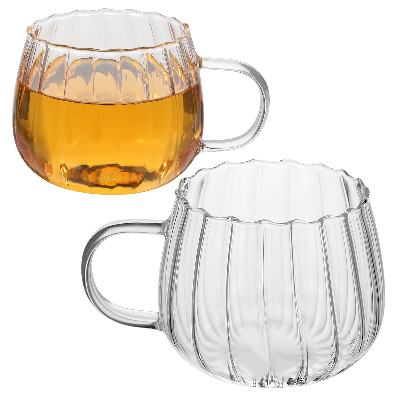 2pezzi Tazza in Vetro Trasprenente Con Manico Da Tazza Da Caffè e Tè Per Colazione e Bere Realizzata in Vetro Di Bordi Lisci Design Elegante