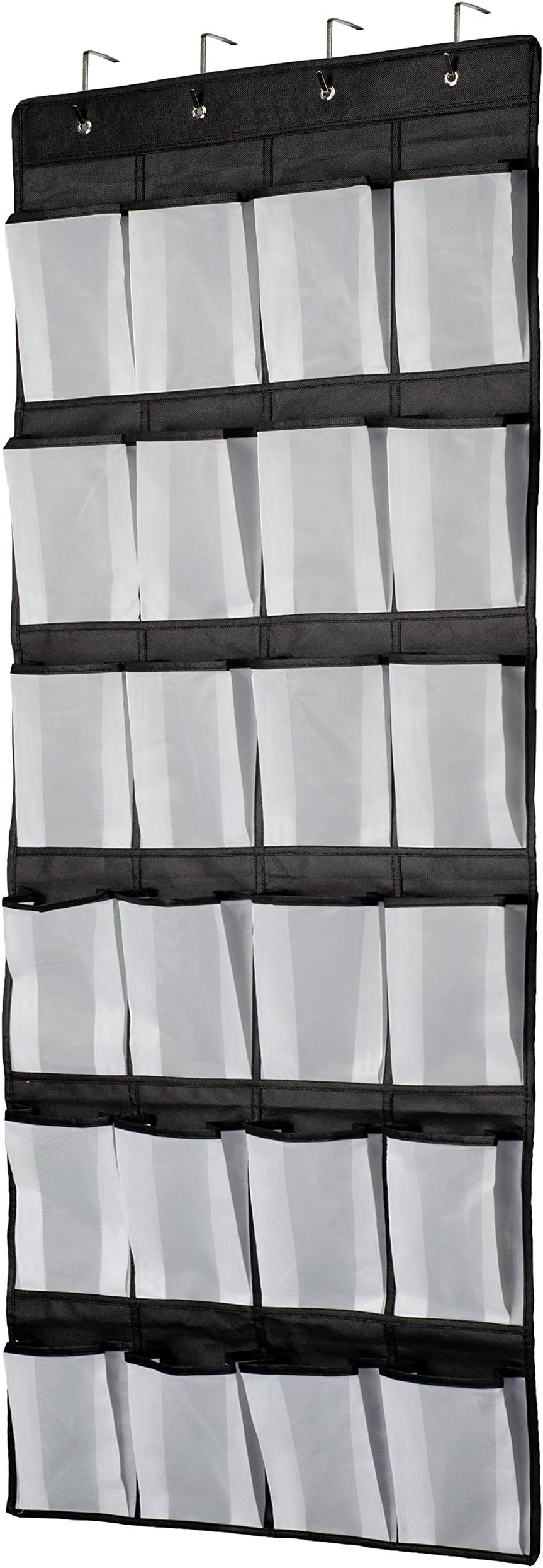VOLKSLAND Hanging Shelf, Hanging Organiser Over the Door, Shoe Racks, 24 Large Mesh Pockets Storagehanger for Bedroom Bathroom Closet, 59 X 21.6, Black