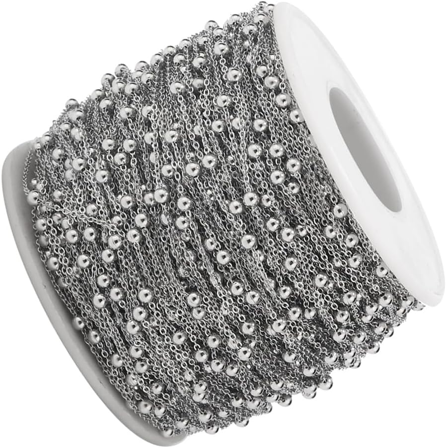 10 Meters Bulk Fancy Stainless Steel Bead Ball Chain for Necklace Choker Anklet Making (Color : Tube 1.5mm Chain)