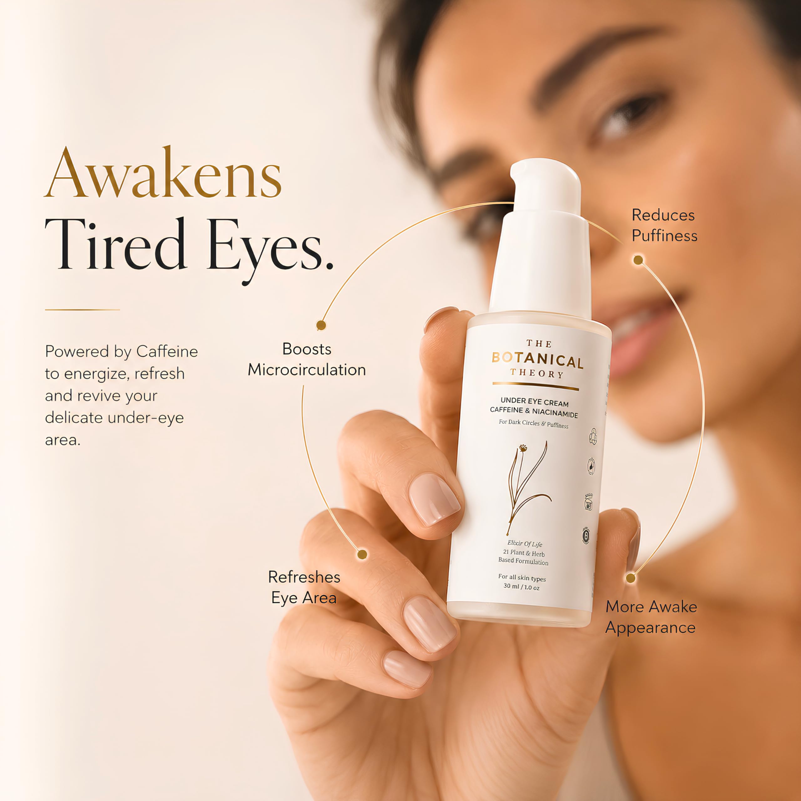 Under Eye Cream with Caffeine & Niacinamide | Reduces Dark Circles, Puffiness & Fine Lines | Hyaluronic Acid & Vitamin E | Hydrating Eye Cream | All Skin Types | Men & Women - 30 ML — Amazon image 4