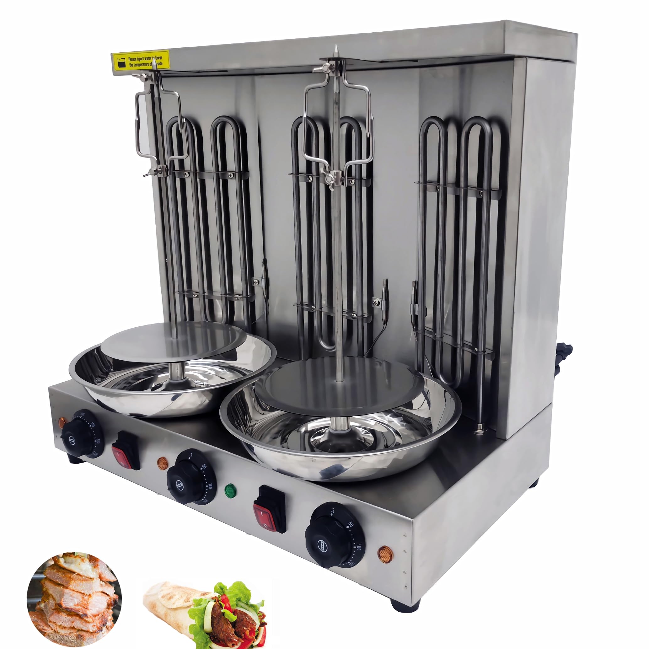 INTSUPERMAI Shawarma Grill Machine Electric Doner Kebab Machine Vertical Broiler Gyro Machine with with 3 Burners for Home Commicial Restaurant Use