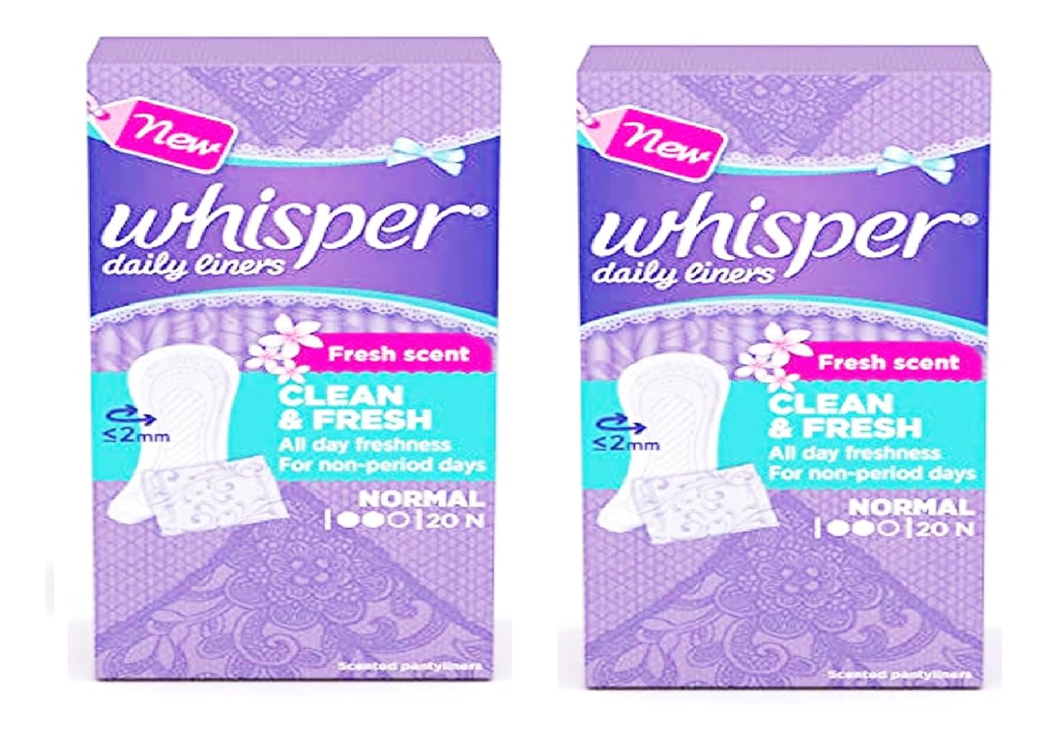 Buy WHISPER DAILY LINER 20+20N PACK OF 2 Online at Low Prices in India