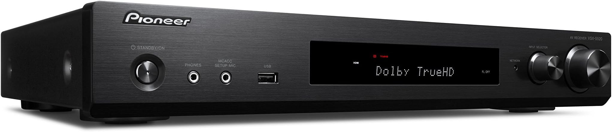 Pioneer 5.1 Channel Slim AV Receiver, VSX-S520-B, Amplifier 80 Watt/Channel, Multiroom/Wi-Fi/4K Ultra HD/Bluetooth/Hi-Res Audio/Streaming/Dolby TrueHD/DTS-HD/Music Apps (Spotify, Tidal, Deezer),Black