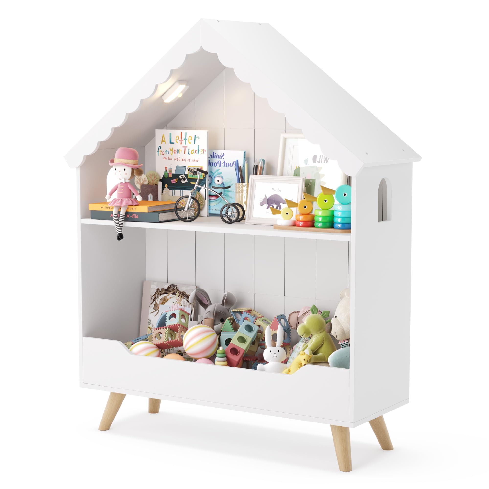 Amazon.co.jp: Curipeer(キュリピア) 子供用ドールハウス本棚 木製本棚 