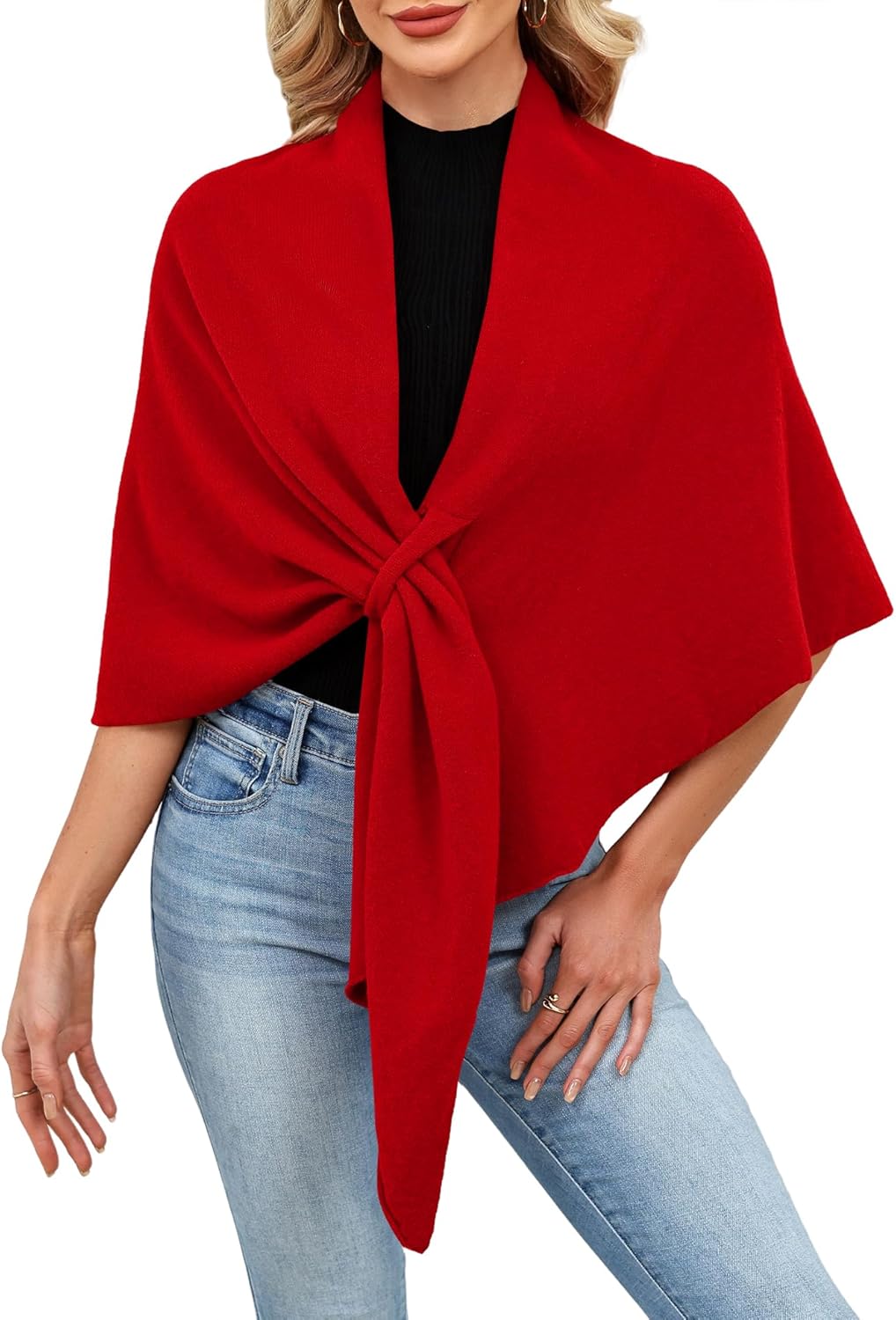 iWoo Women Soft Shawl Wraps kintted Open Front Poncho Sweater for Spring Fall Winter
