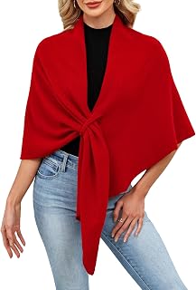 iWoo Women's Soft Knitted Shawl Wrap Poncho Sweater - Cashmere-Like, Versatile All-Season Layering