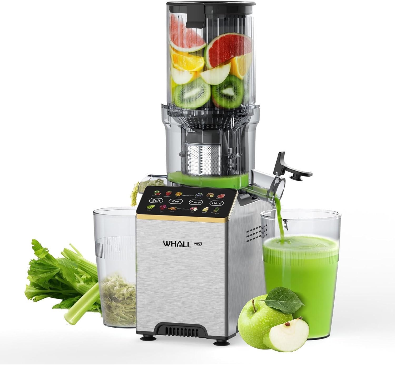 Cold Press Slow Masticating Juicer with Touchscreen, 4.5″ Wide Feed Chute, High Juice Yield & Less Pulp, Low Noise & Easy-Clean Juicer Machine for Whole Fruit, Silver Cold Press Slow Masticating Juicer with Touchscreen, 4.5″ Wide Feed Chute, High Juice Yield & Less Pulp, Low Noise & Easy-Clean Juicer Machine for Whole Fruit, Silver