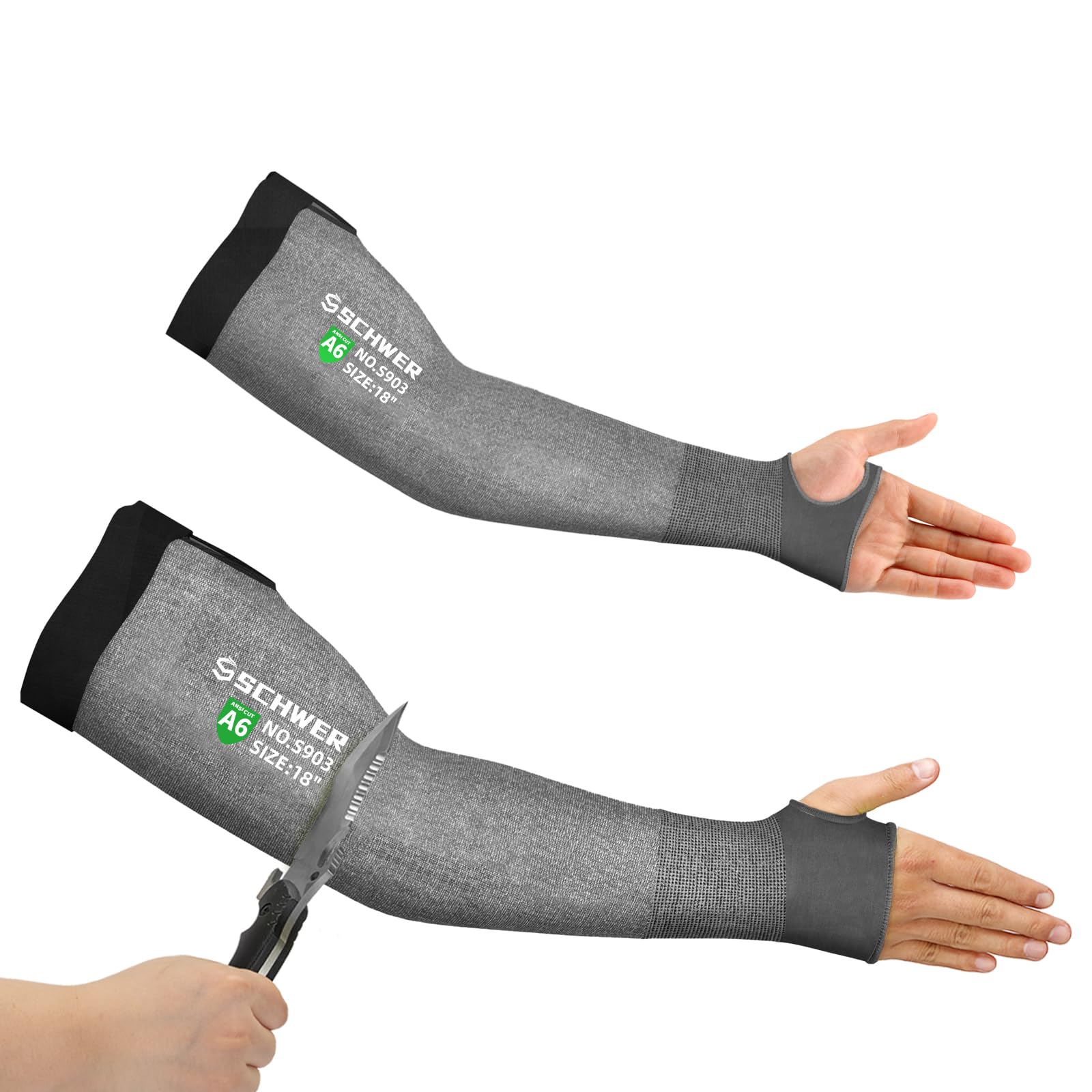 Schwer AIR-SKIN ANSI A6 Cut Resistant Sleeves S903, PFAS Free Arm Sleeves for Men and Women, High Risk Arm Protection Sleeves for Thin Skin, Gardening Sleeves for Farming, Protective Sleeves for Arms